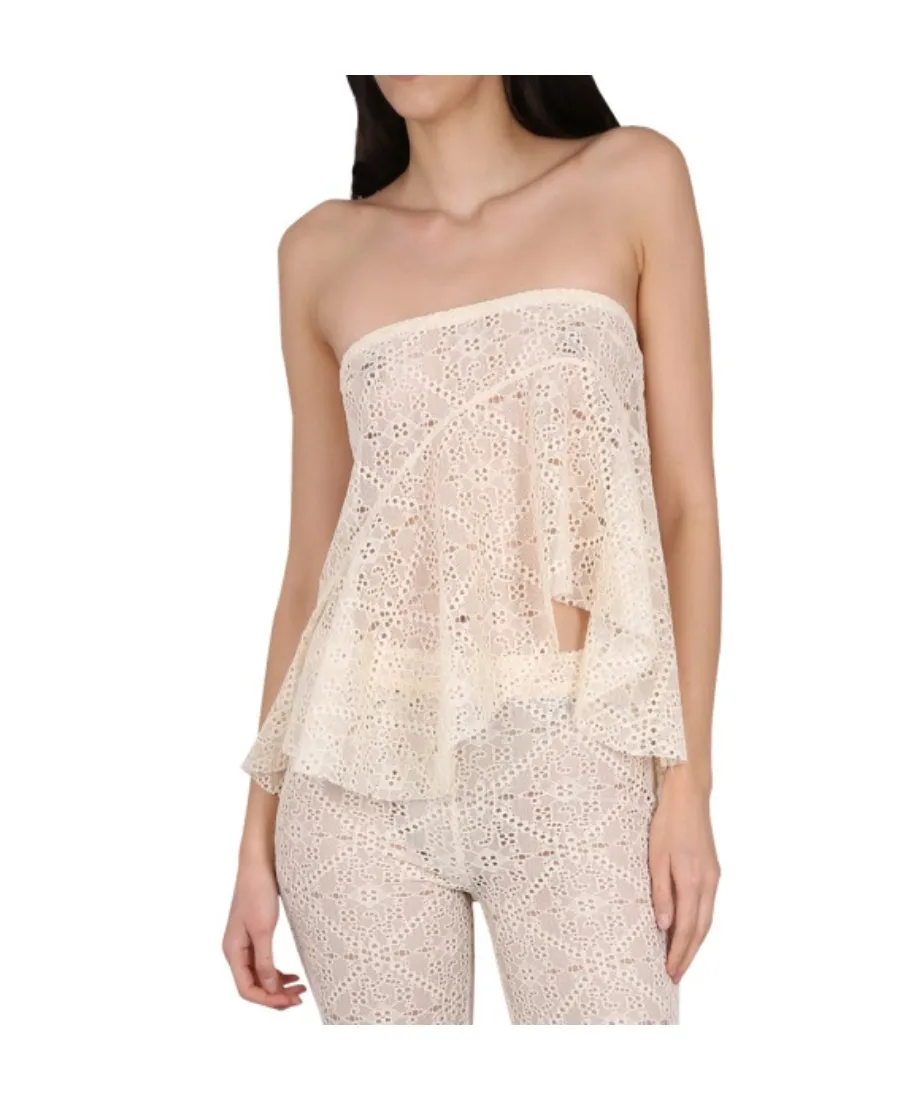 Broderie-Anglaise Asymmetric Hem Top