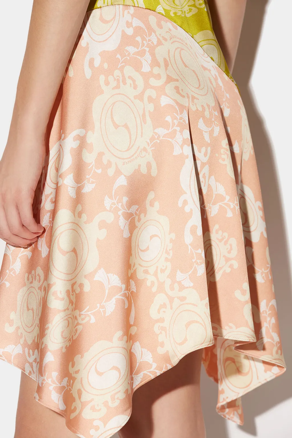 Floral-Printed Asymmetric Hem Draped Dress
