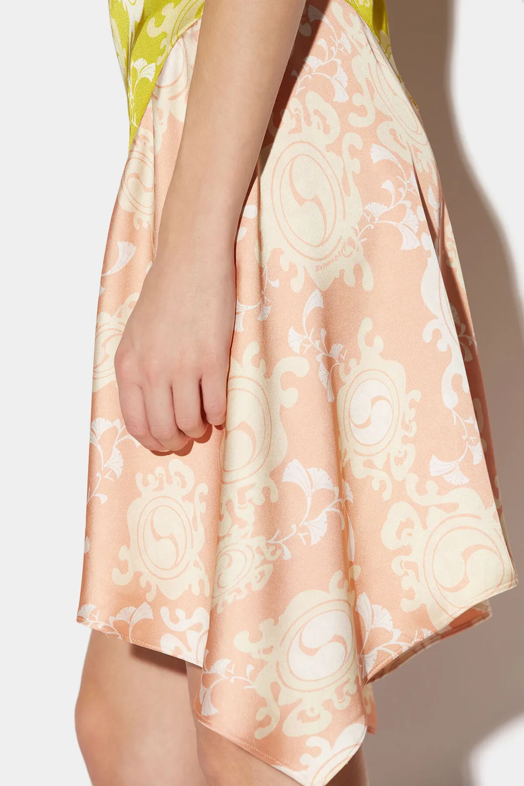 Floral-Printed Asymmetric Hem Draped Dress