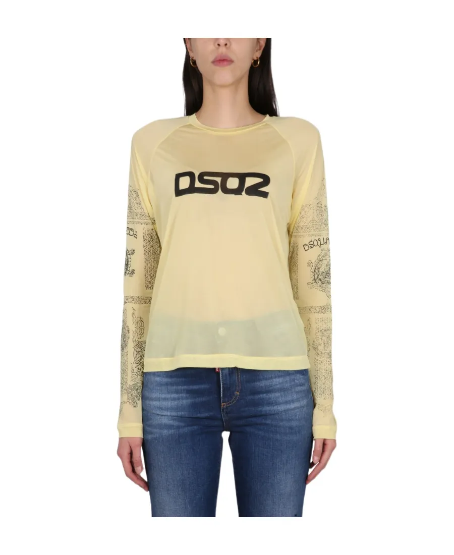 Logo-Printed Long-Sleeved Crewneck Top