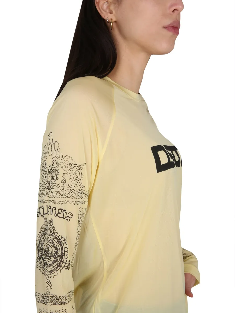 Logo-Printed Long-Sleeved Crewneck Top