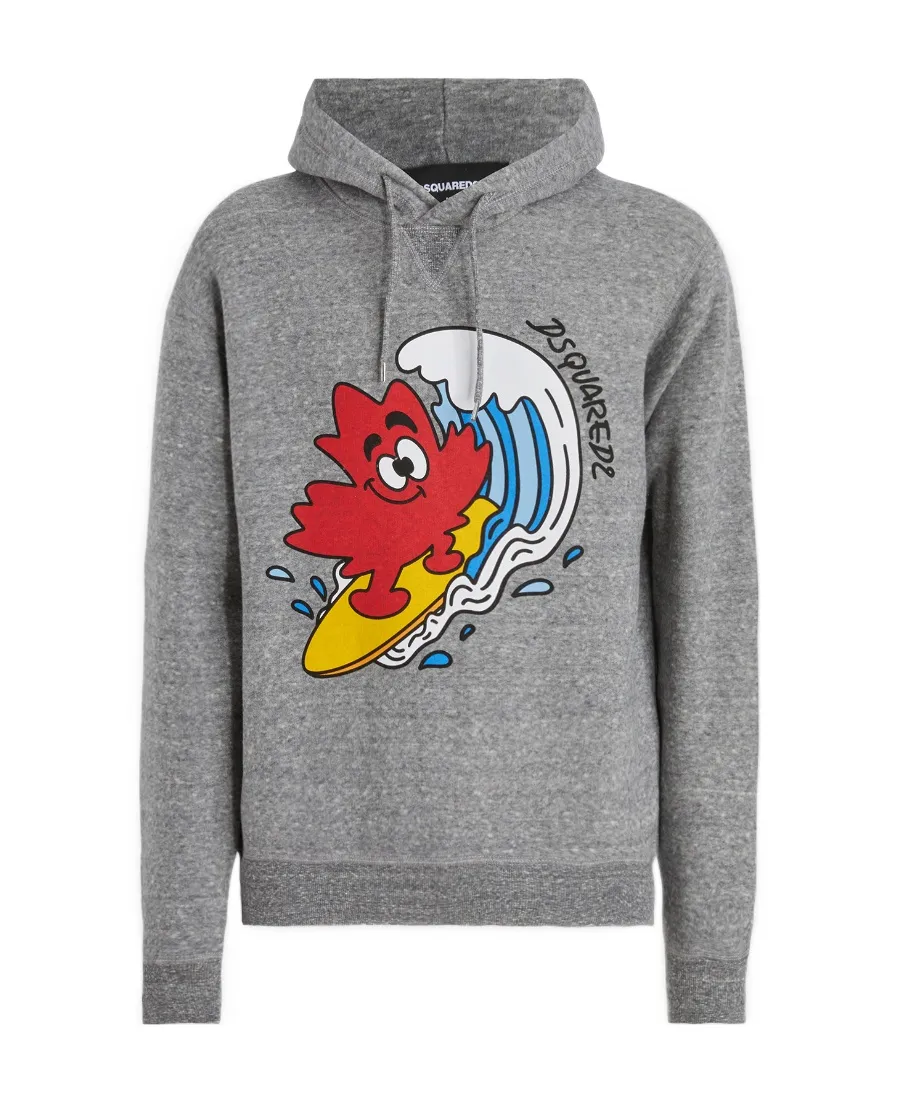 Graphic Printed Drawstring Hoodie