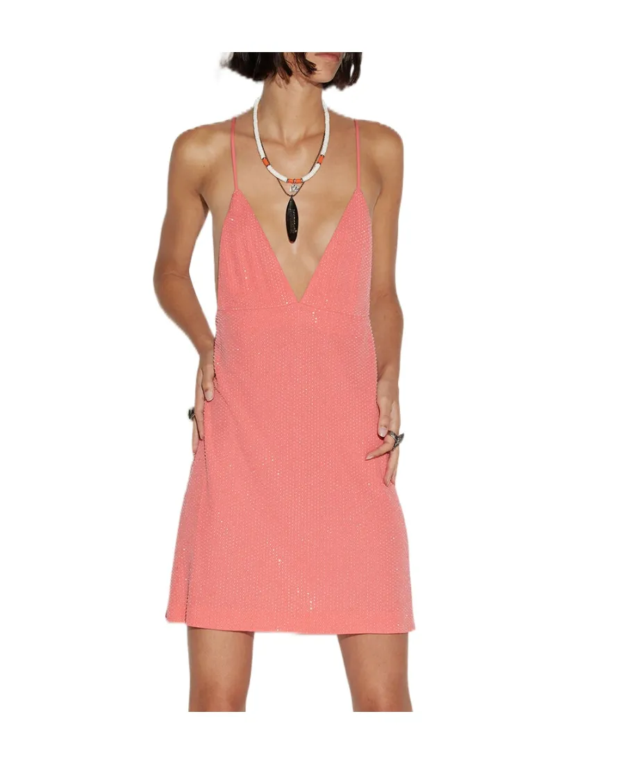 Embellished V-Neck Mini Dress
