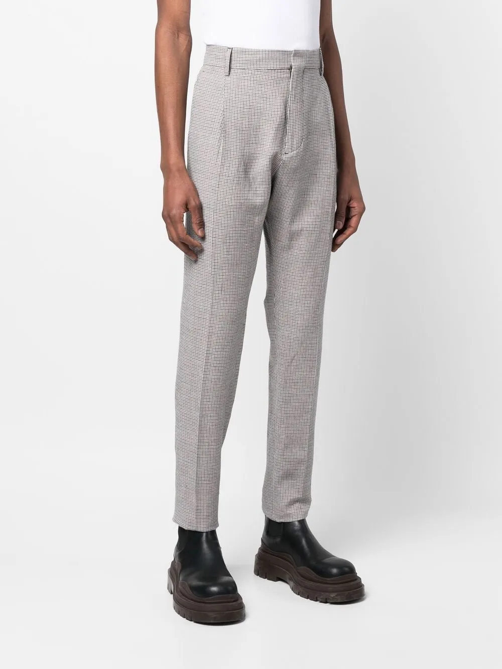 Tailored Houndstooth Patterned Trousers