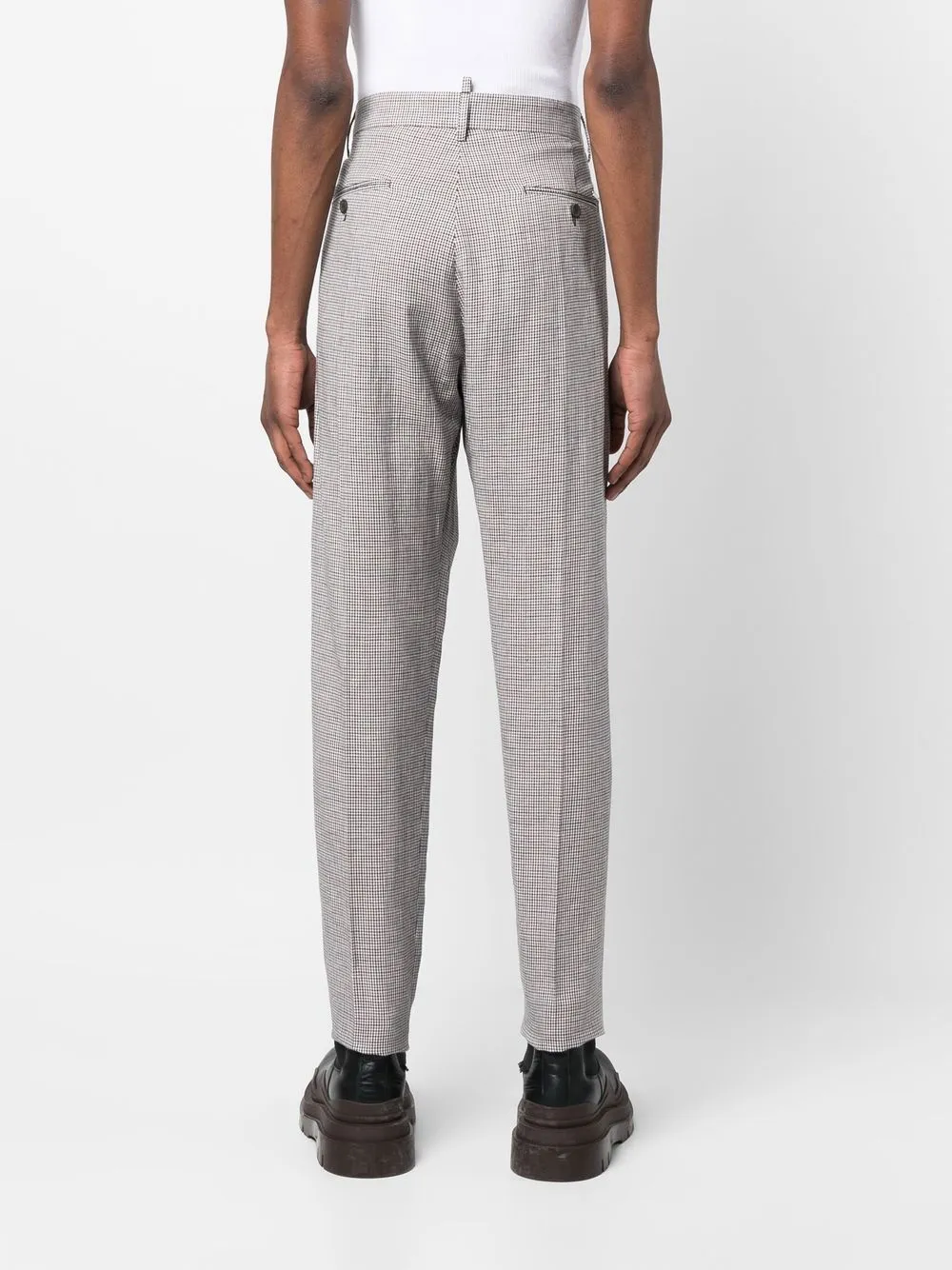 Tailored Houndstooth Patterned Trousers