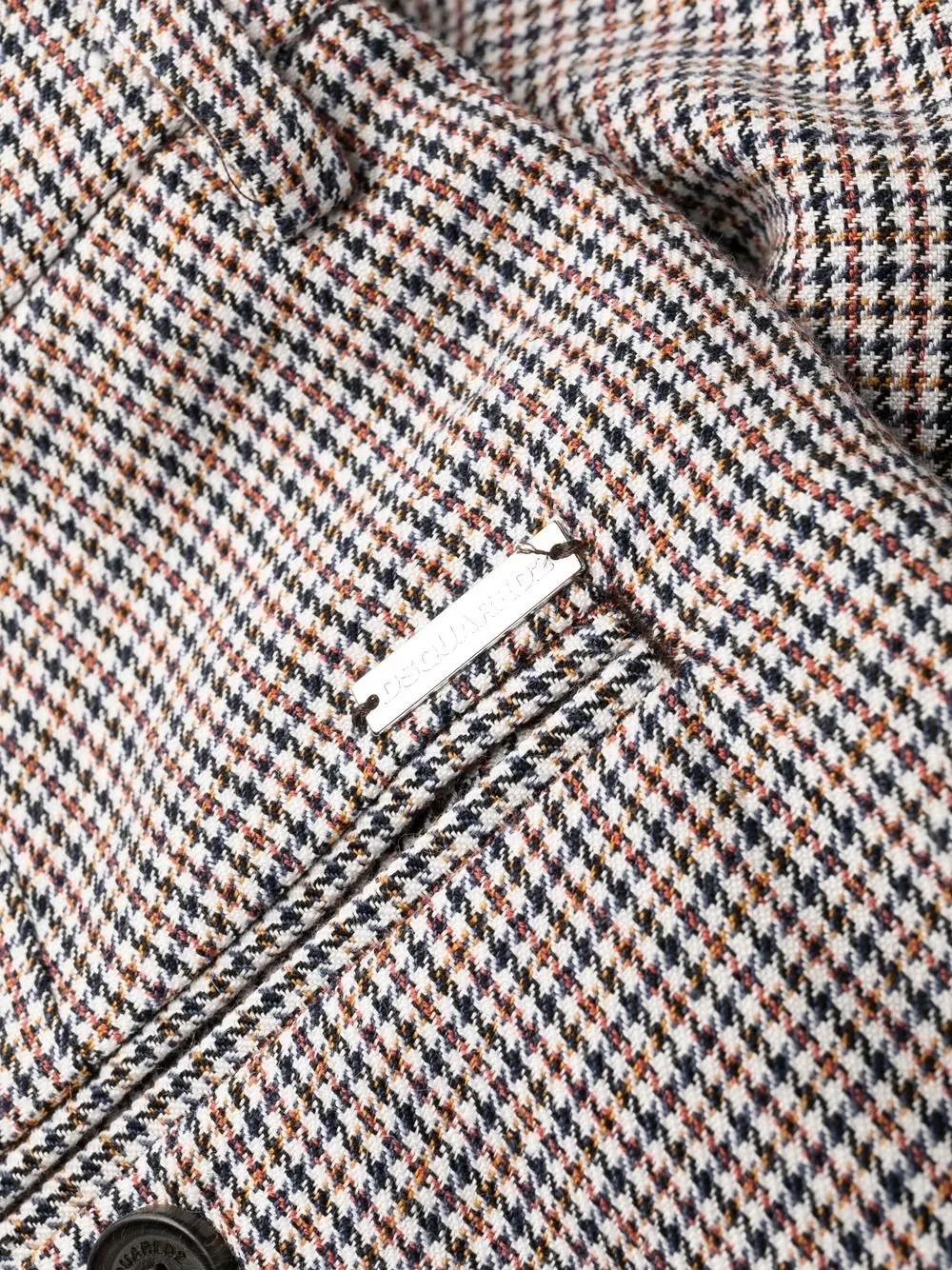 Tailored Houndstooth Patterned Trousers