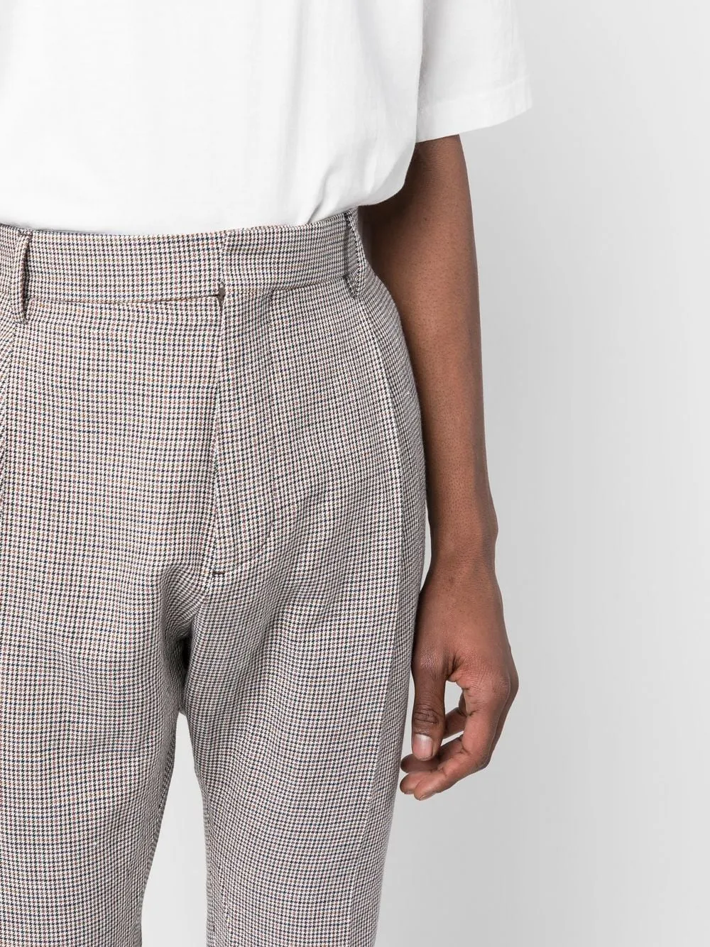 Tailored Houndstooth Patterned Trousers