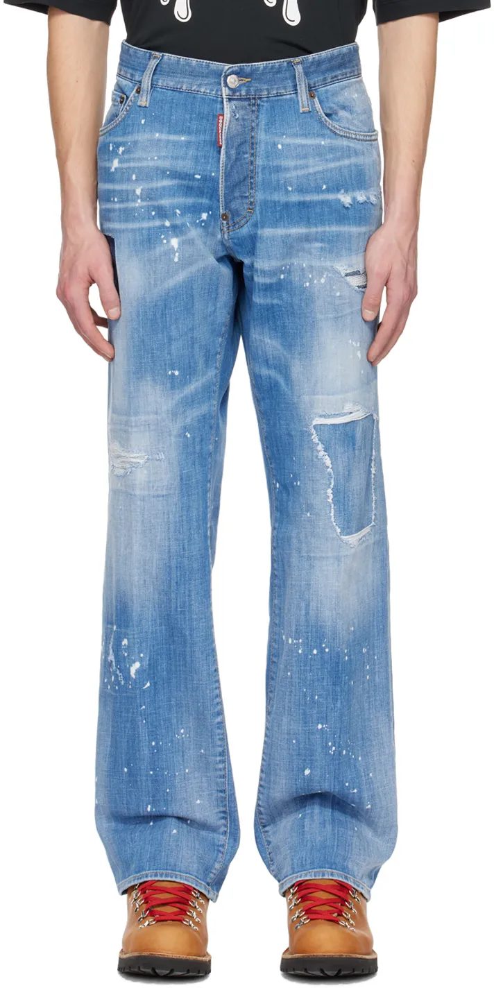 Logo-Patch Distressed Jeans