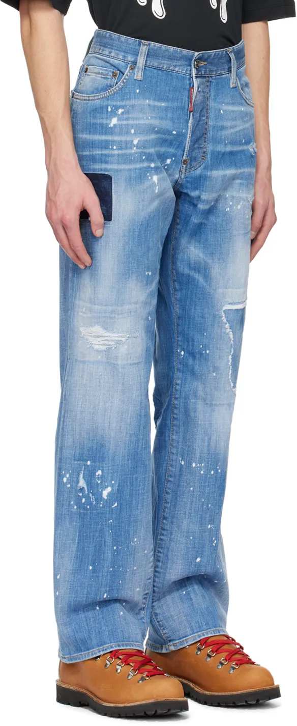 Logo-Patch Distressed Jeans