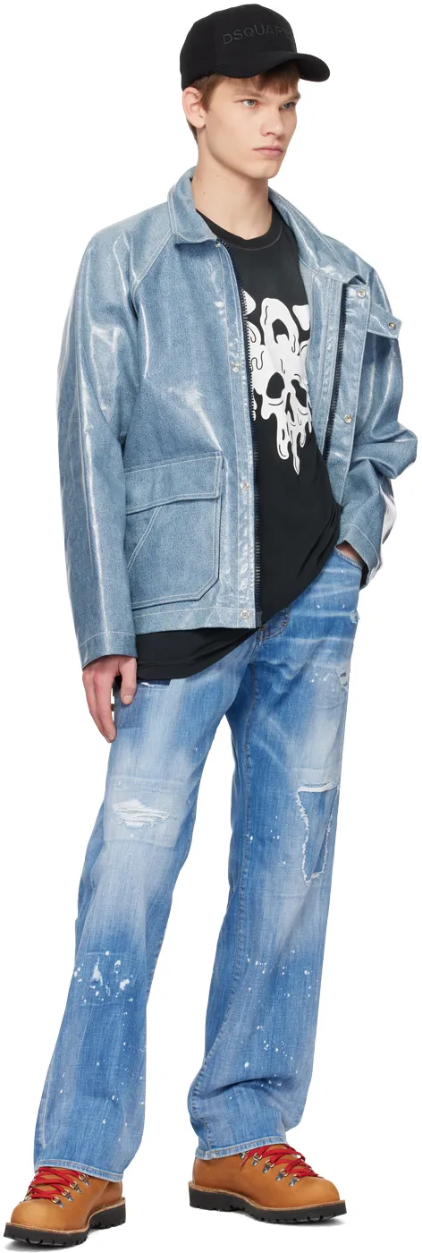 Logo-Patch Distressed Jeans