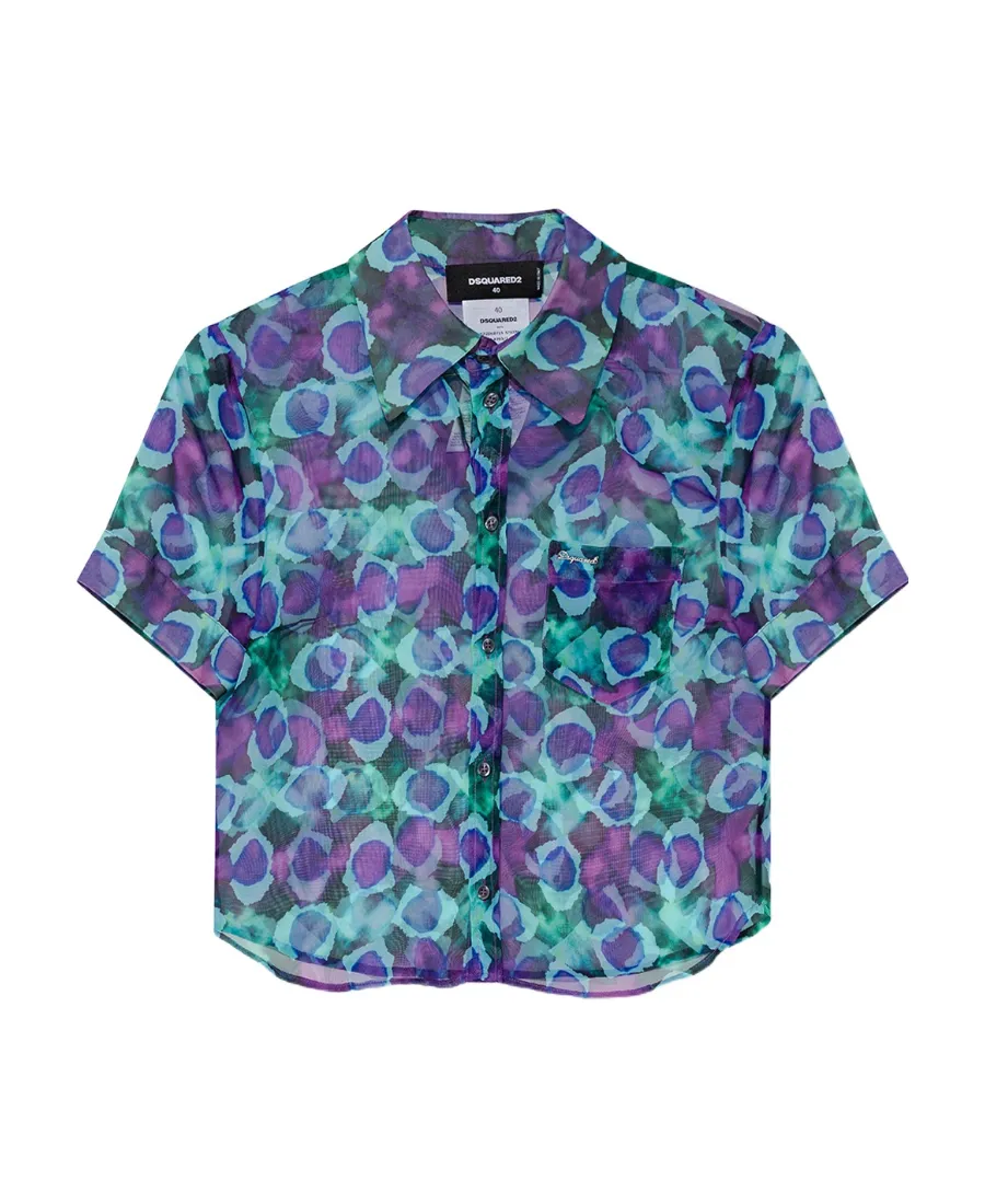 Floral-Printed Short-Sleeved Button-Up Shirt