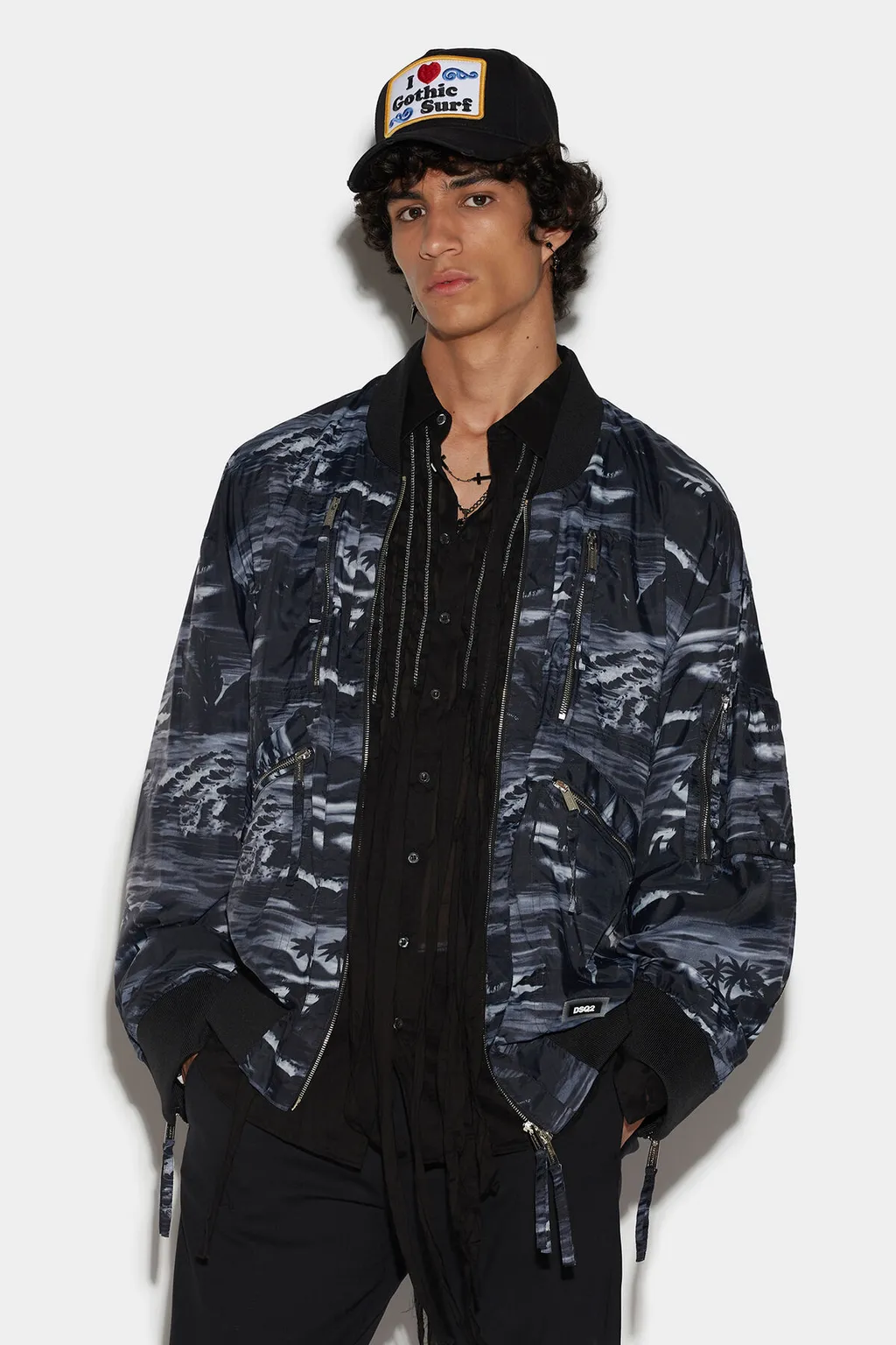 Graphic-Print Bomber Jacket