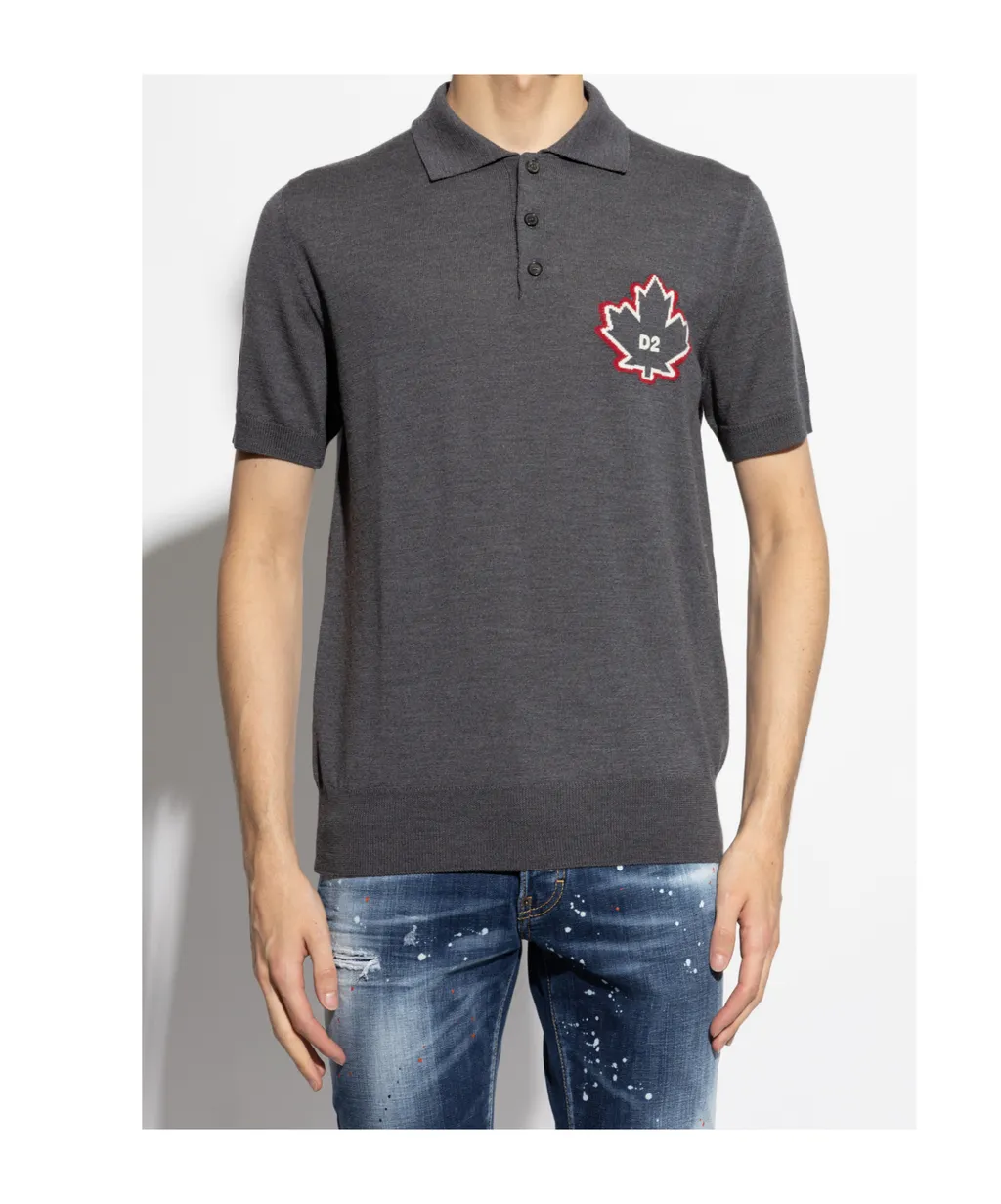 D2 Leaf Knitted Polo Shirt