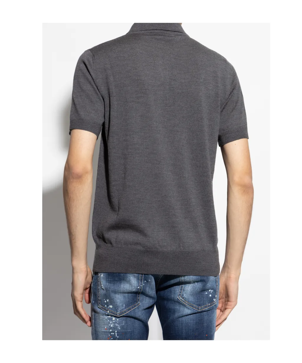 D2 Leaf Knitted Polo Shirt