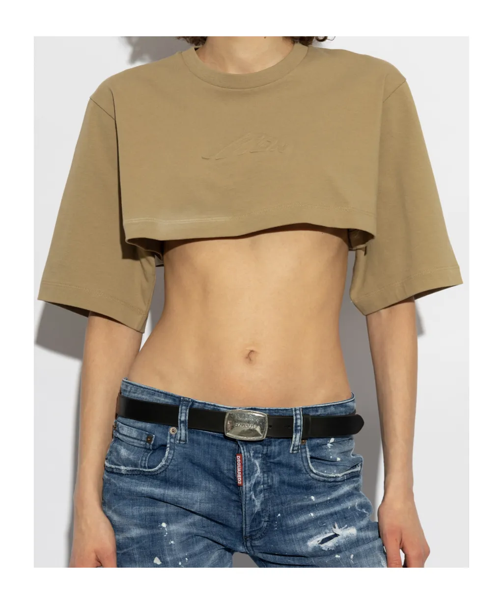 Logo Embossed Cropped T-Shirt