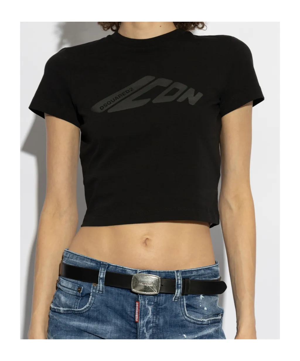 Icon Printed Cropped T-Shirt