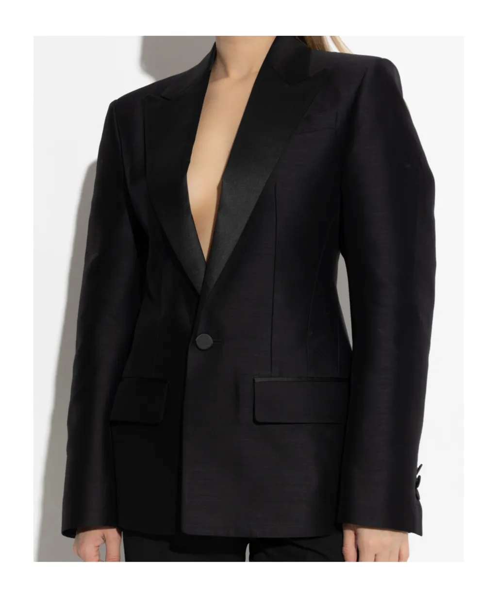 V-Neck Single-Breasted Blazer