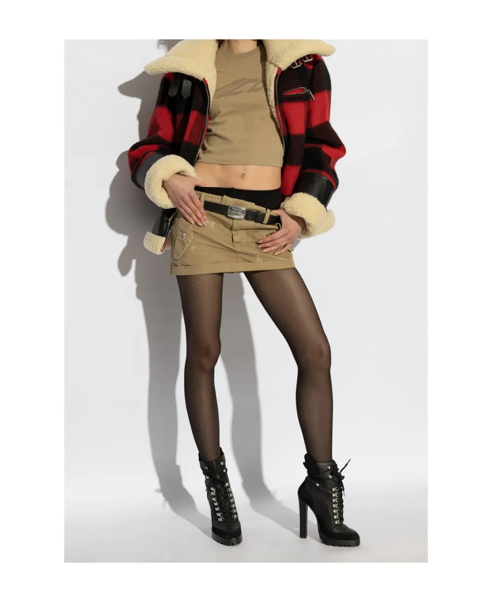 Pocet Detailed Distressed Mini Skirt