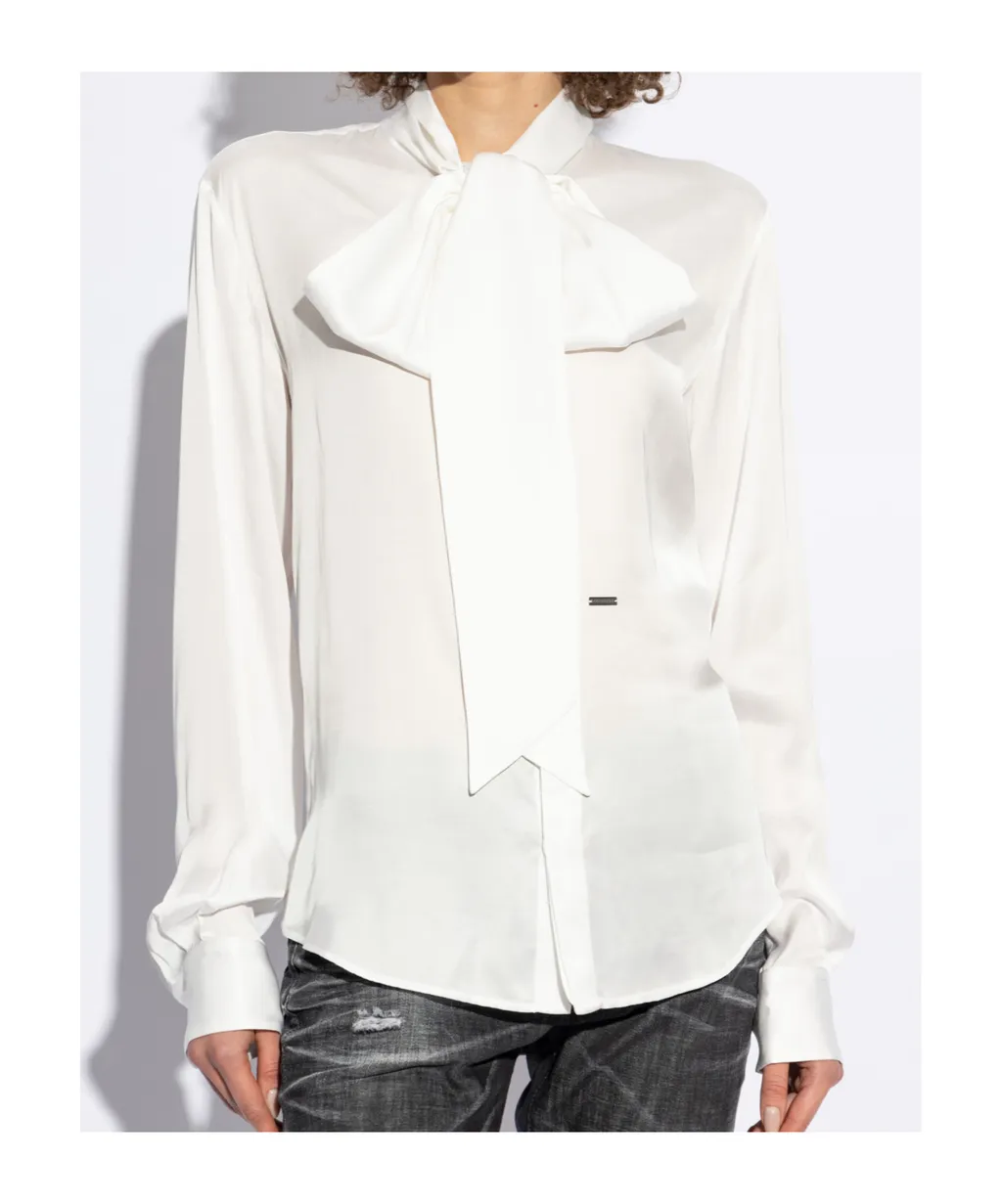 Paris Bow Detailed Logo Plaque Shirt