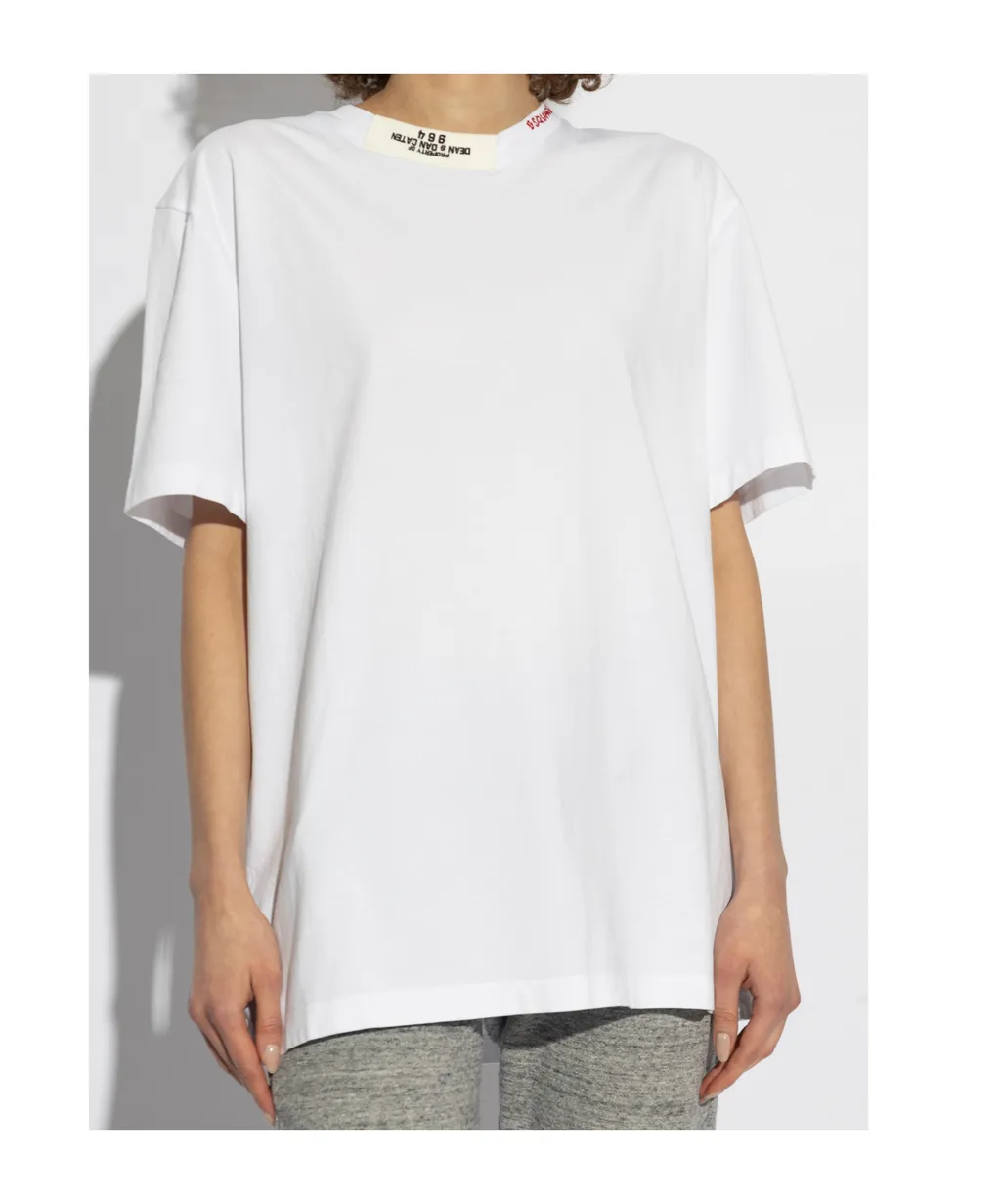 Logo Printed Neckline Short-Sleeved T-Shirt