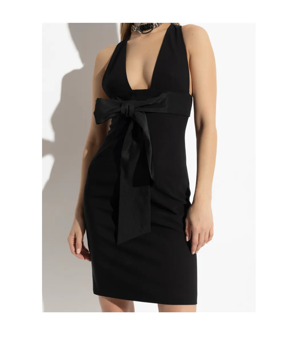 Bow-Embellished Sleeveless Mini Dress