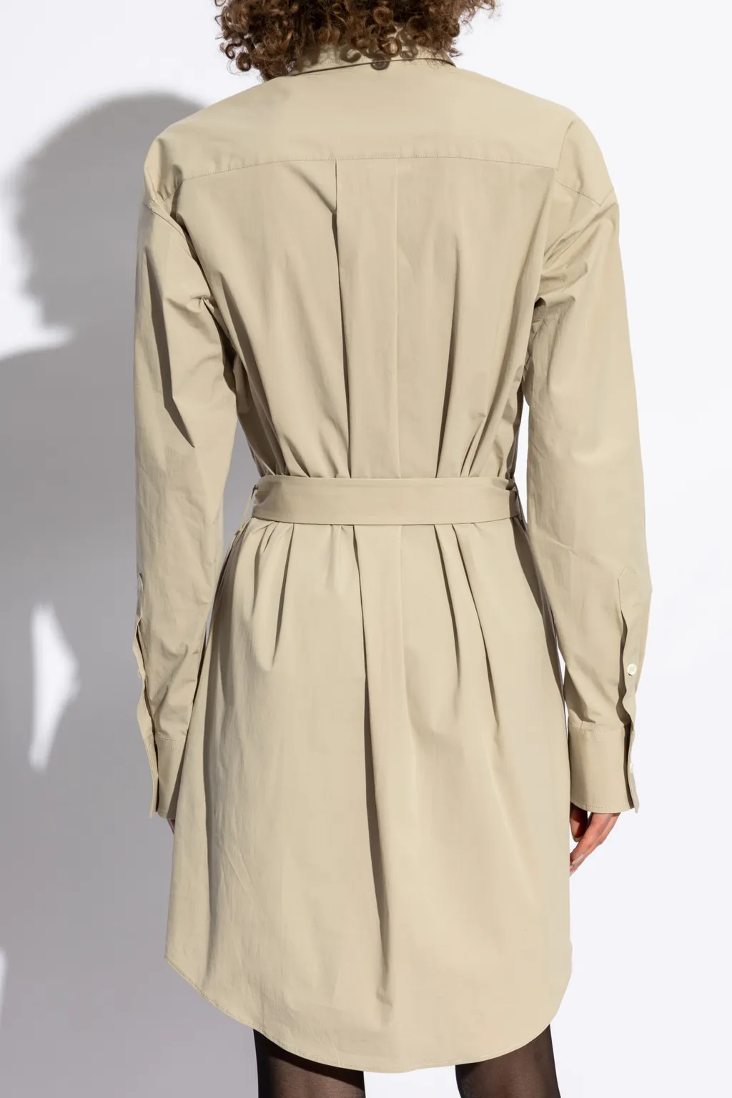 Belted Waist Buttoned Shirt Dress