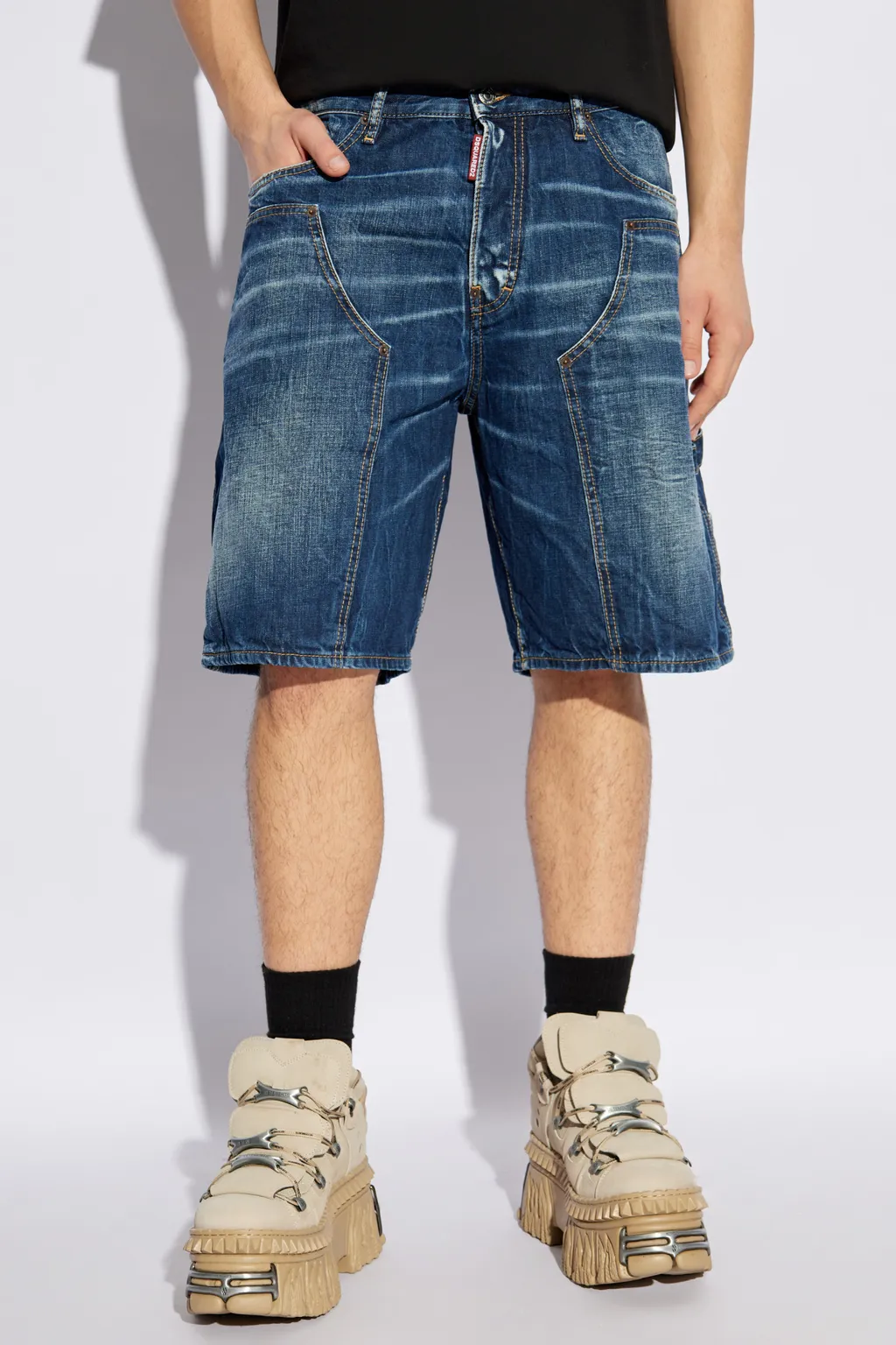 Logo Patch Denim Shorts