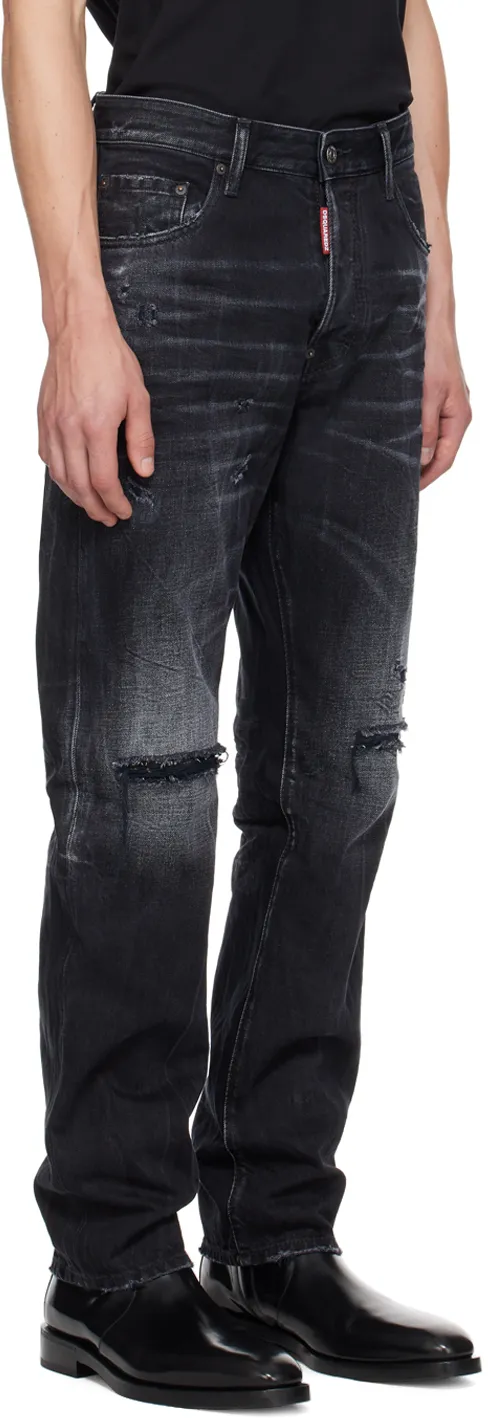 Distressed Straight-Leg Jeans
