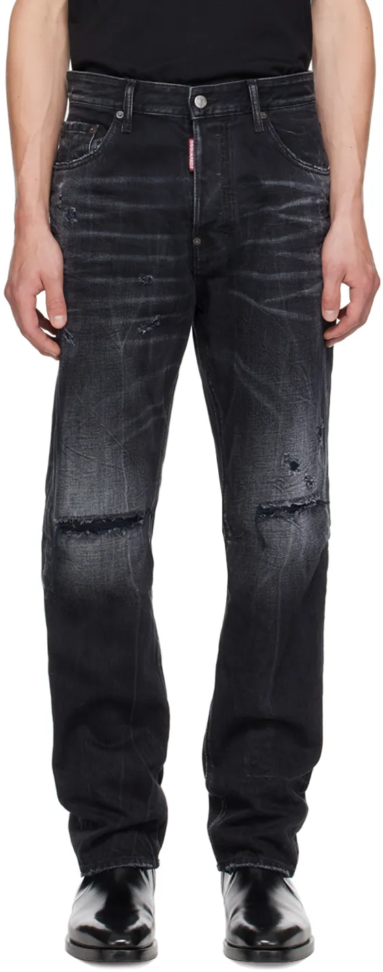 Distressed Straight-Leg Jeans