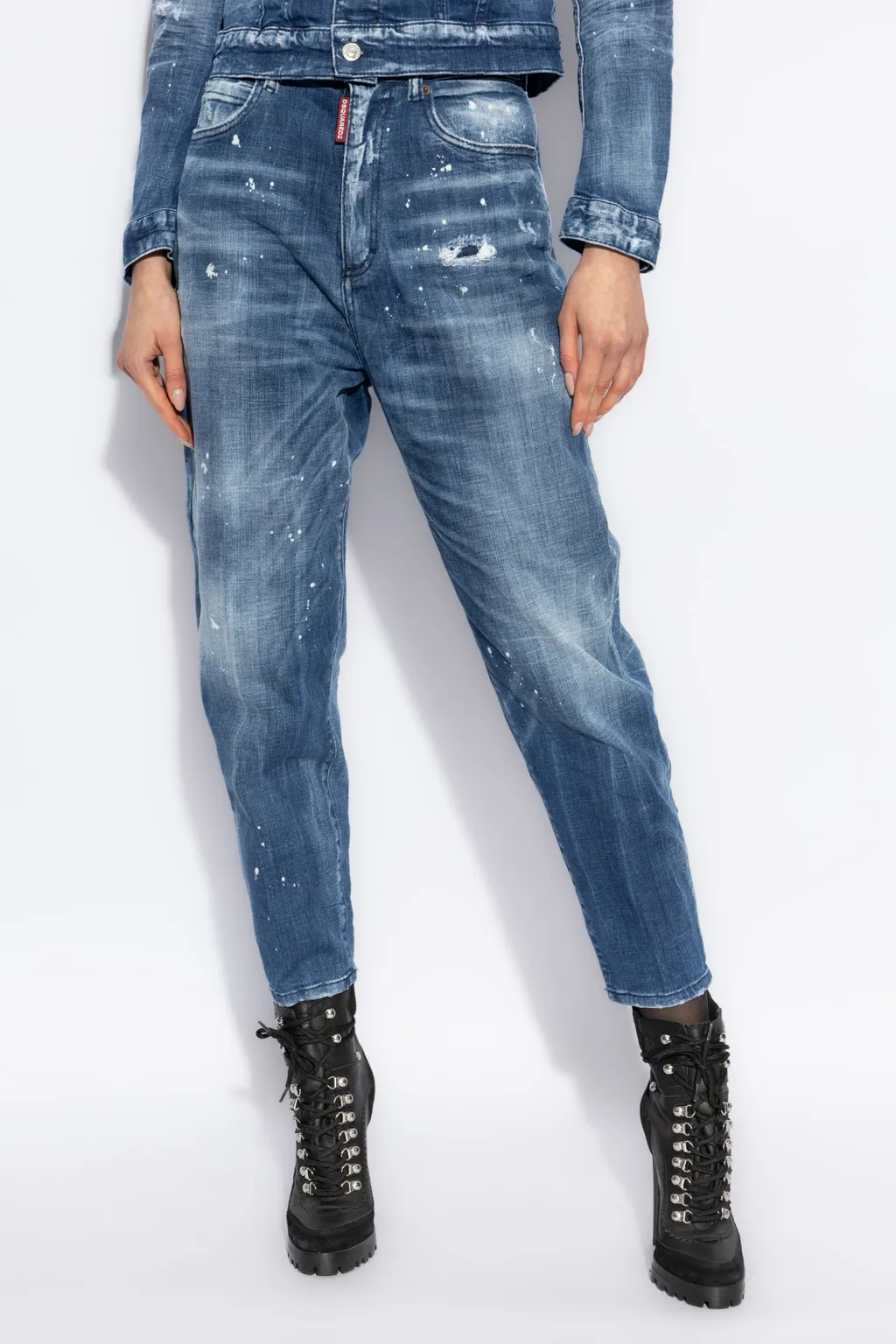 Distressed Tapered Leg Jeans