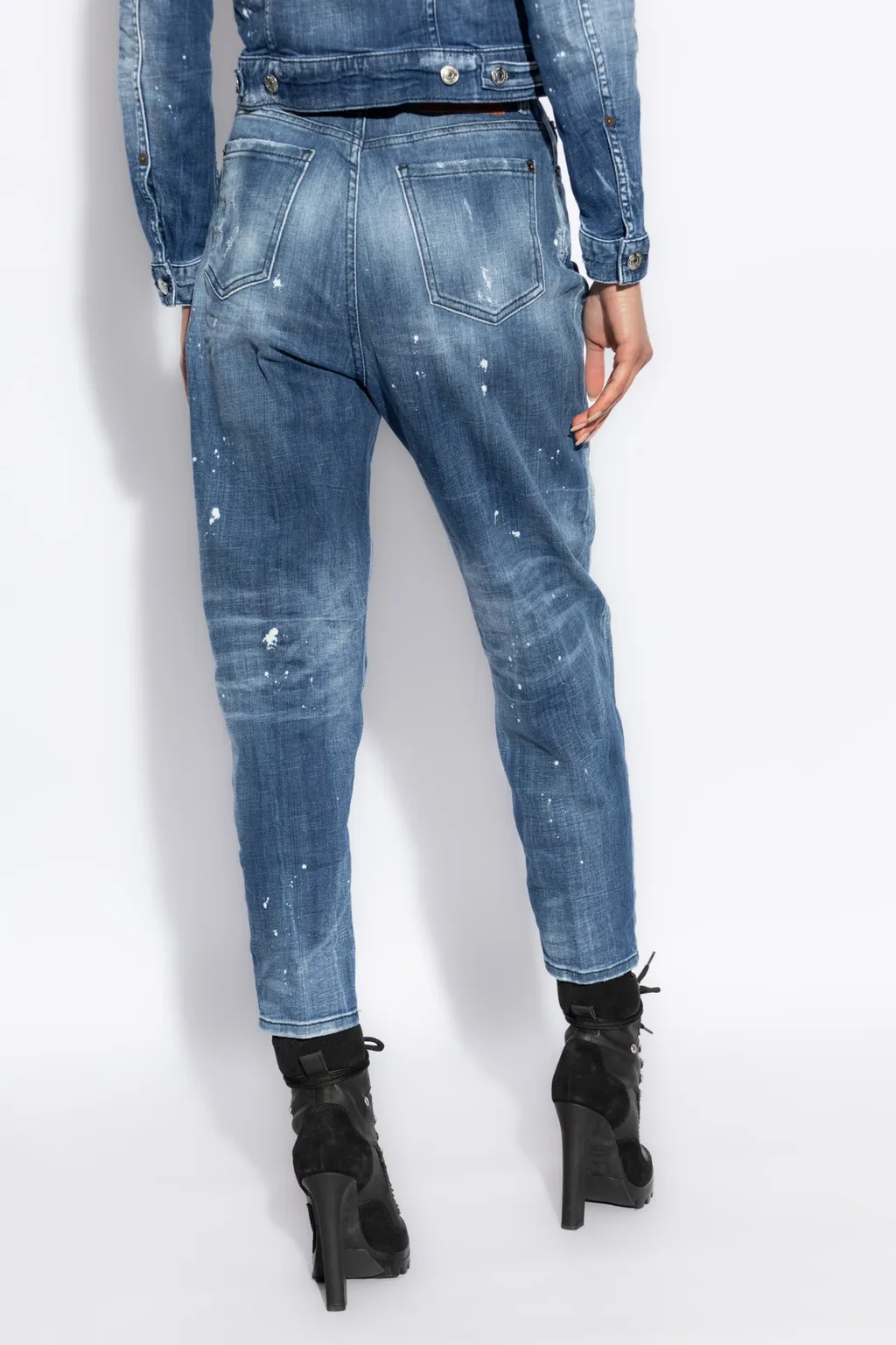 Distressed Tapered Leg Jeans