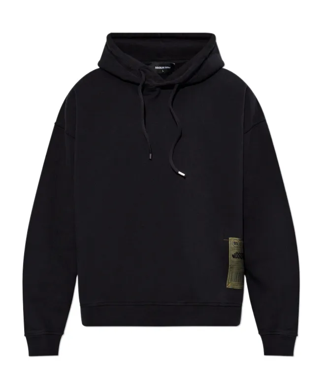 Logo Patch Drawstring Hoodie