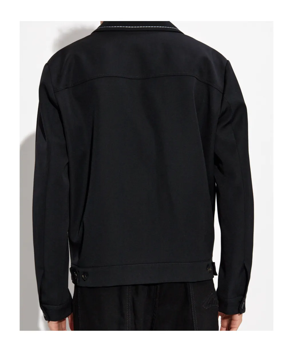 Decorative Stitching Zipped Shirt Jacket