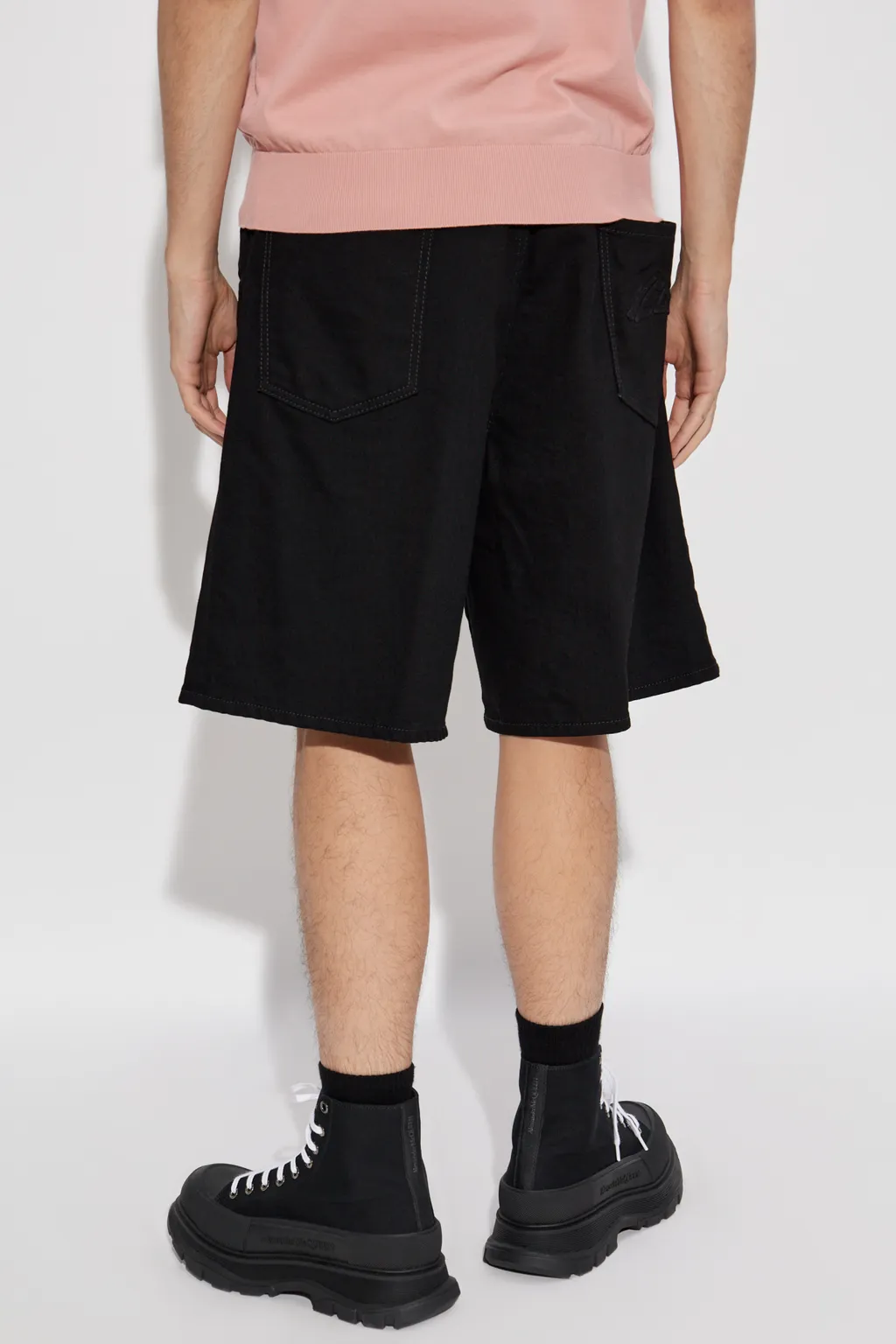 Wide-Leg Bermuda Denim Shorts