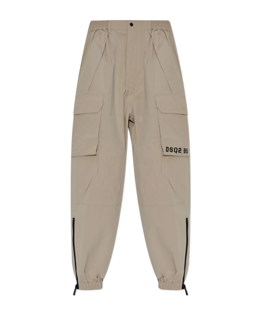 Logo Printed Tapered Cargo Trousers