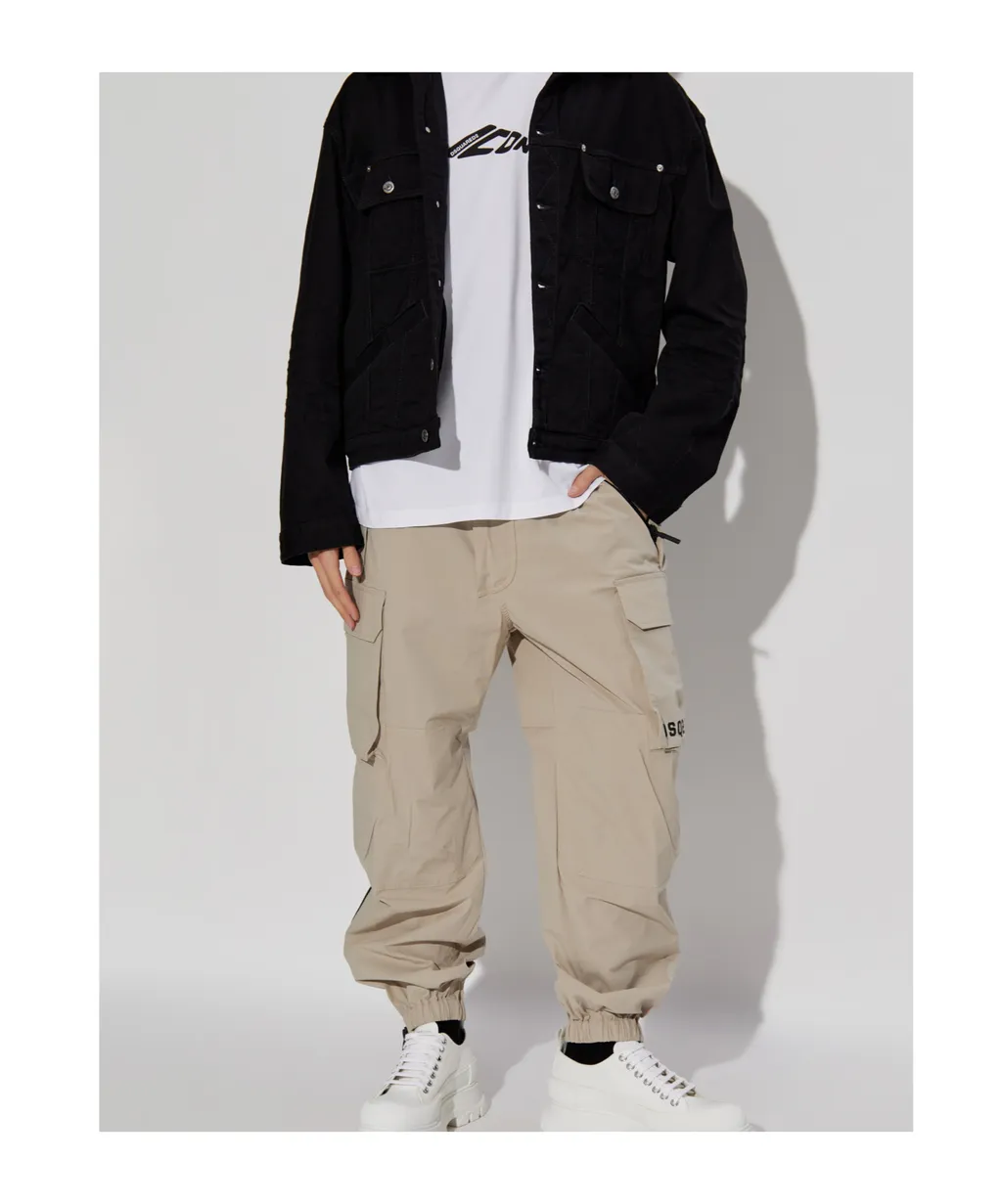 Logo Printed Tapered Cargo Trousers