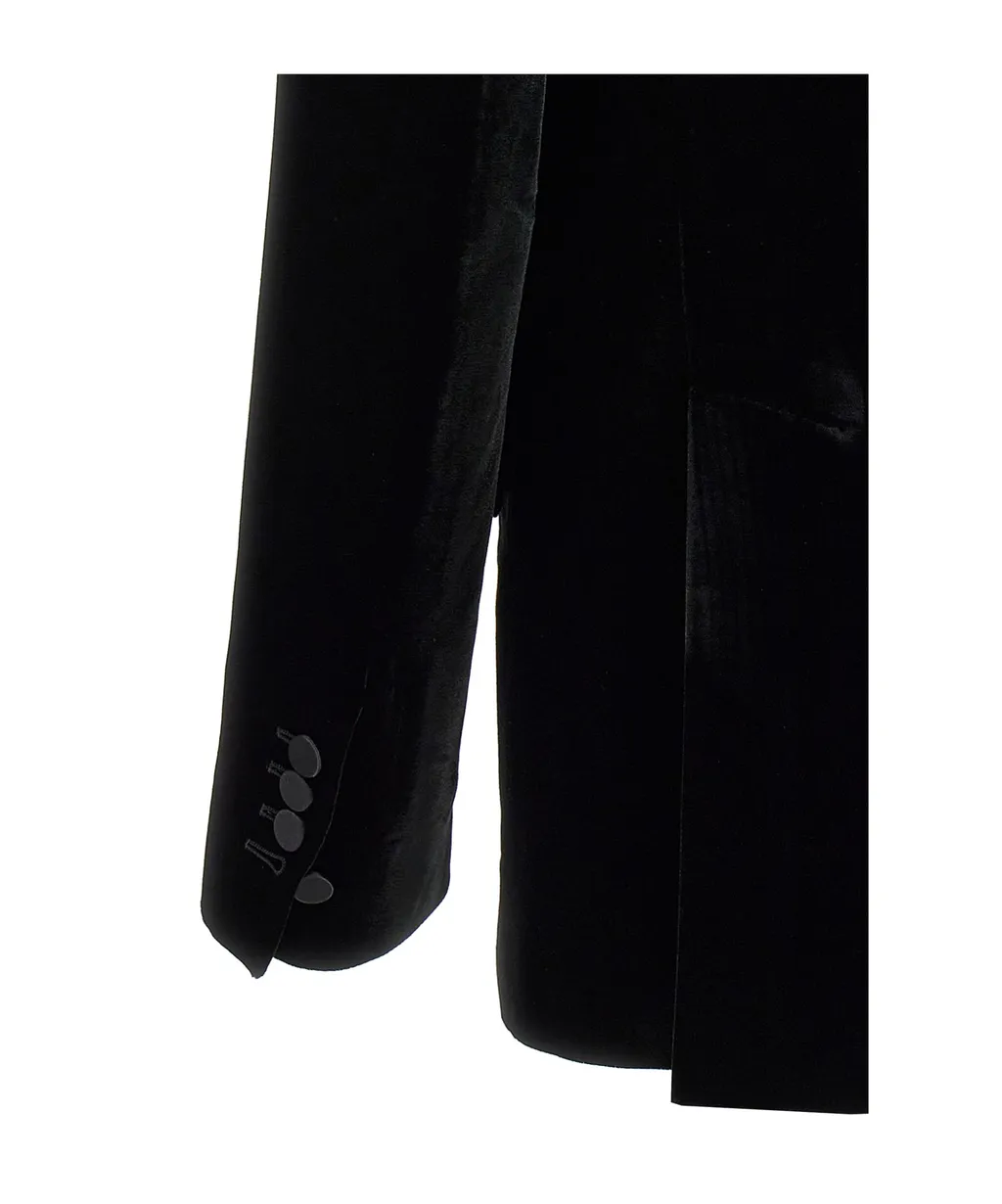 Single-Breasted Tailored Velvet Blazer