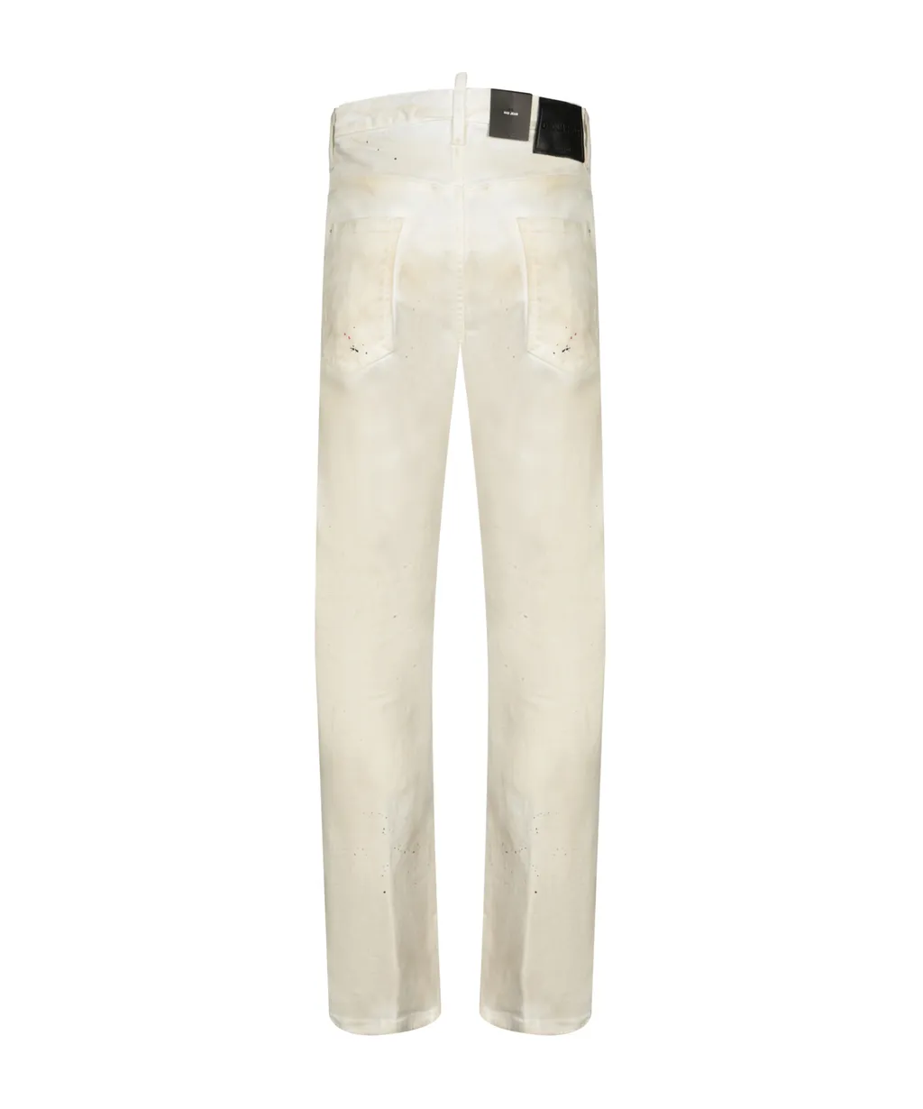 Paint Splatter Detailed Wide Leg Jeans