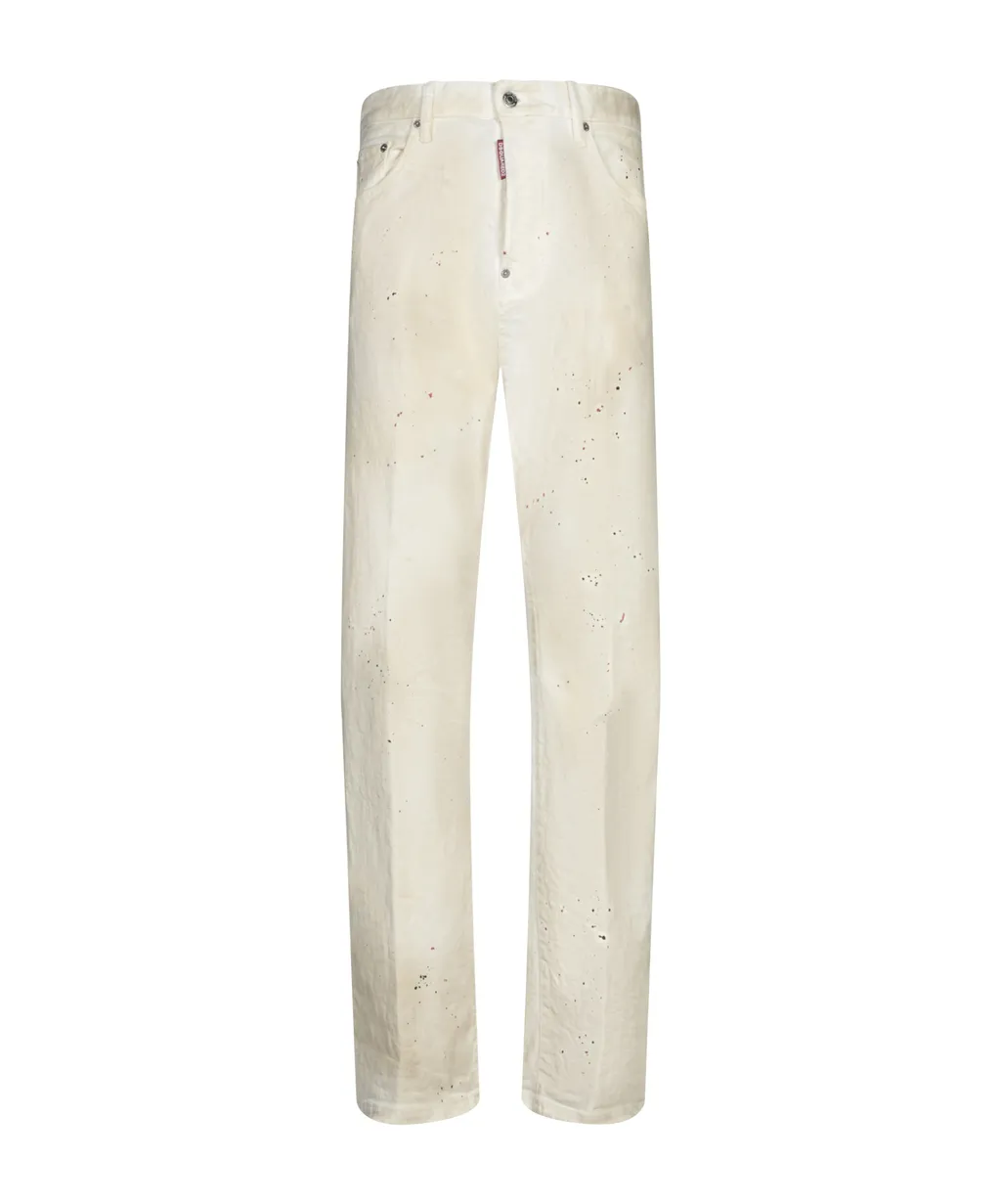 Paint Splatter Detailed Wide Leg Jeans