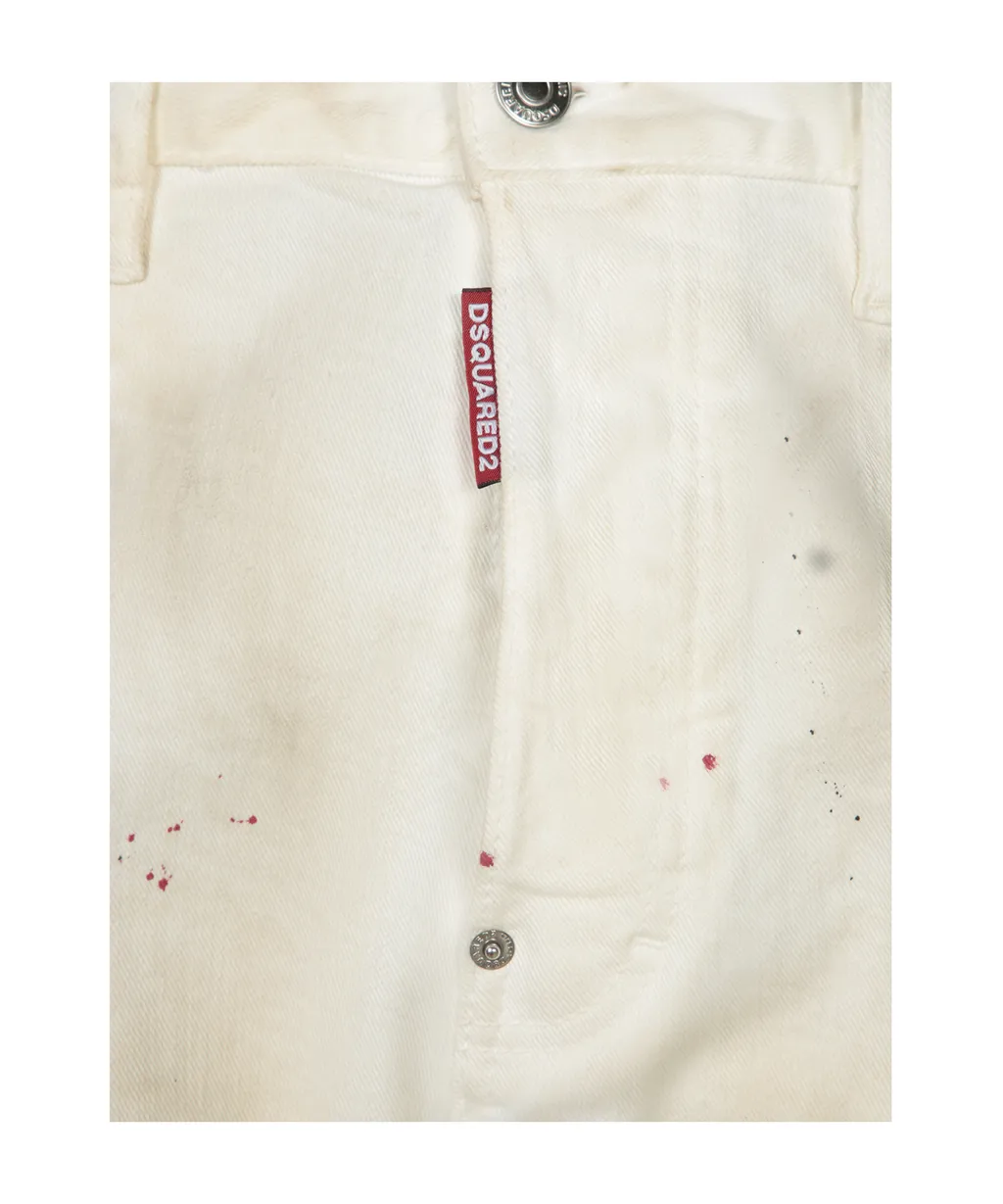 Paint Splatter Detailed Wide Leg Jeans