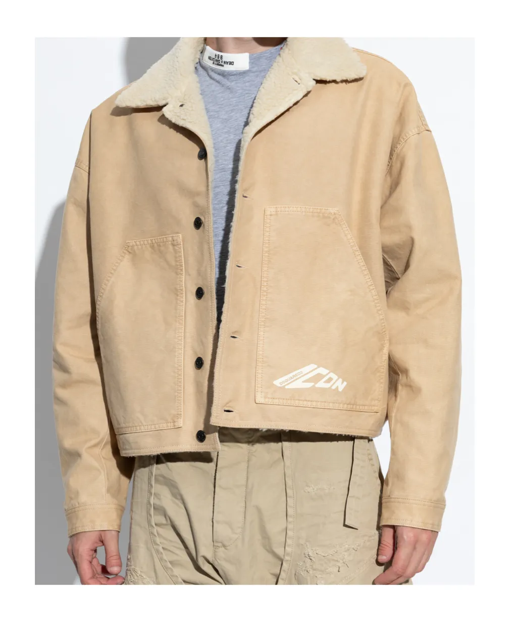 Logo Printed Buttoned Jacket