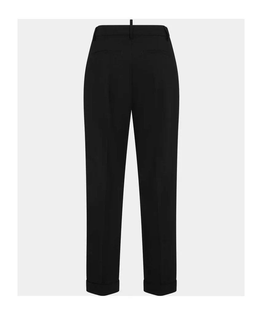 High-Waisted Cotton Straight-Leg Trousers