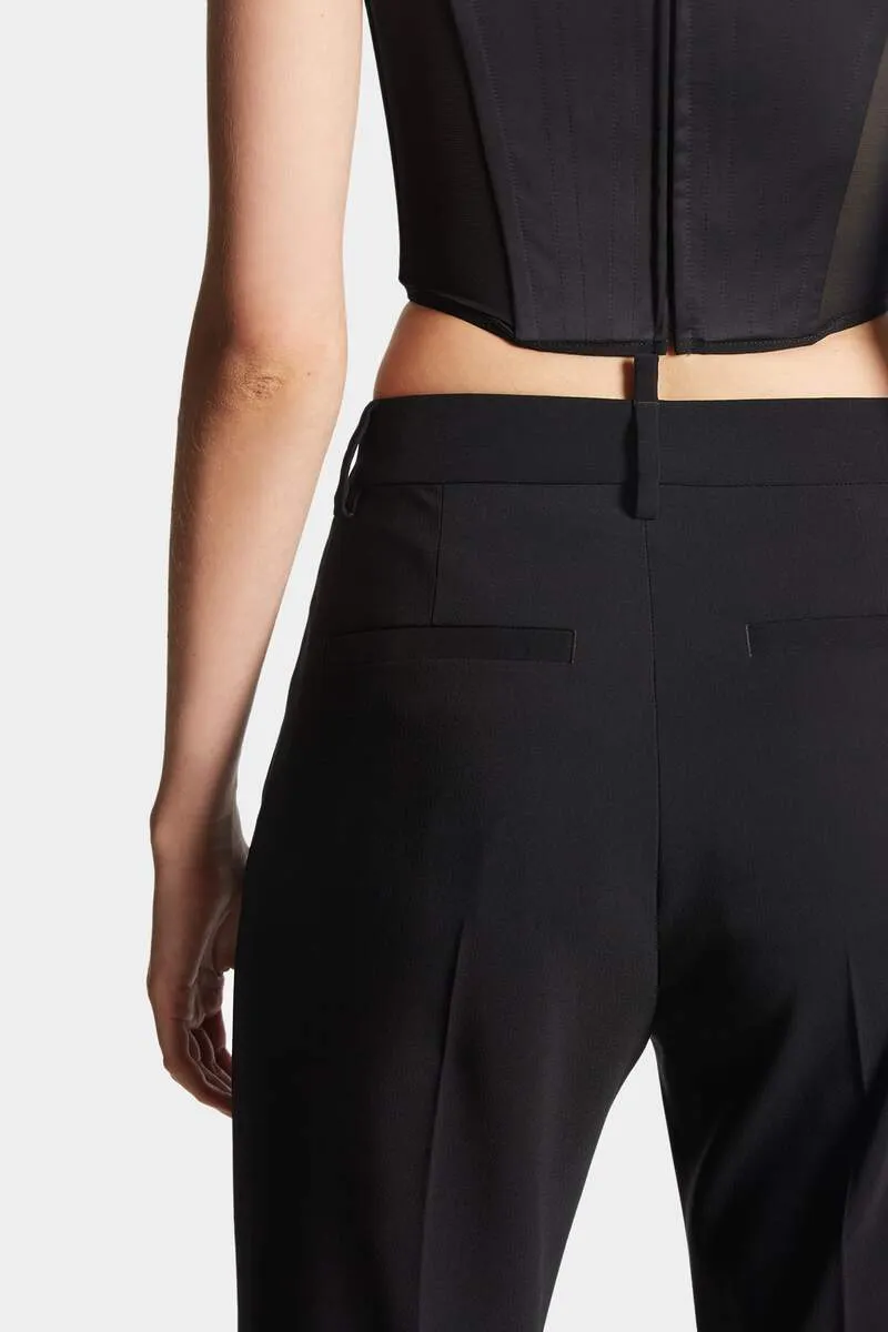 High-Waisted Cotton Straight-Leg Trousers