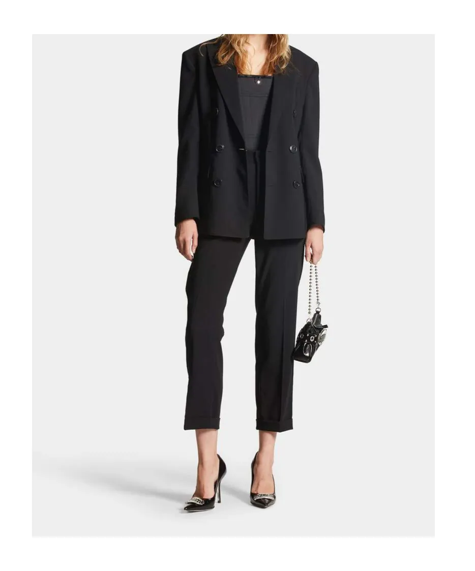 High-Waisted Cotton Straight-Leg Trousers