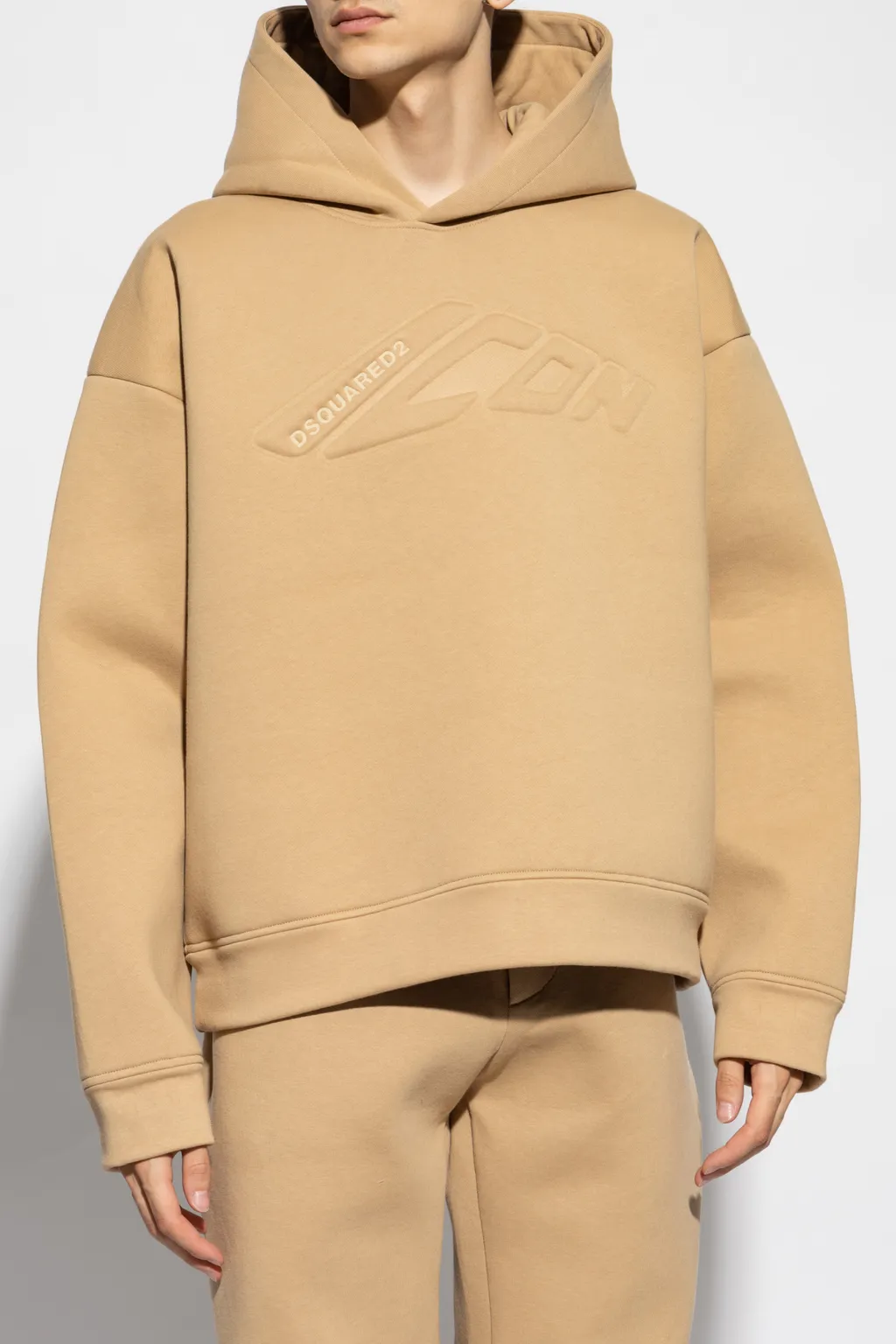 Logo Embossed Long-Sleeved Hoodie