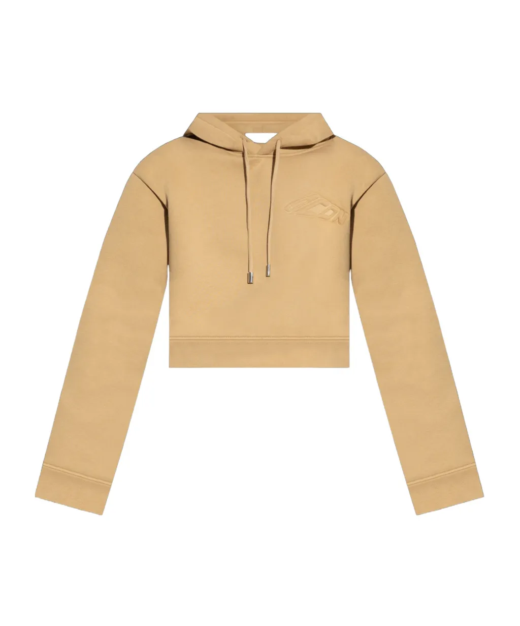 Logo Embossed Cropped Hoodie