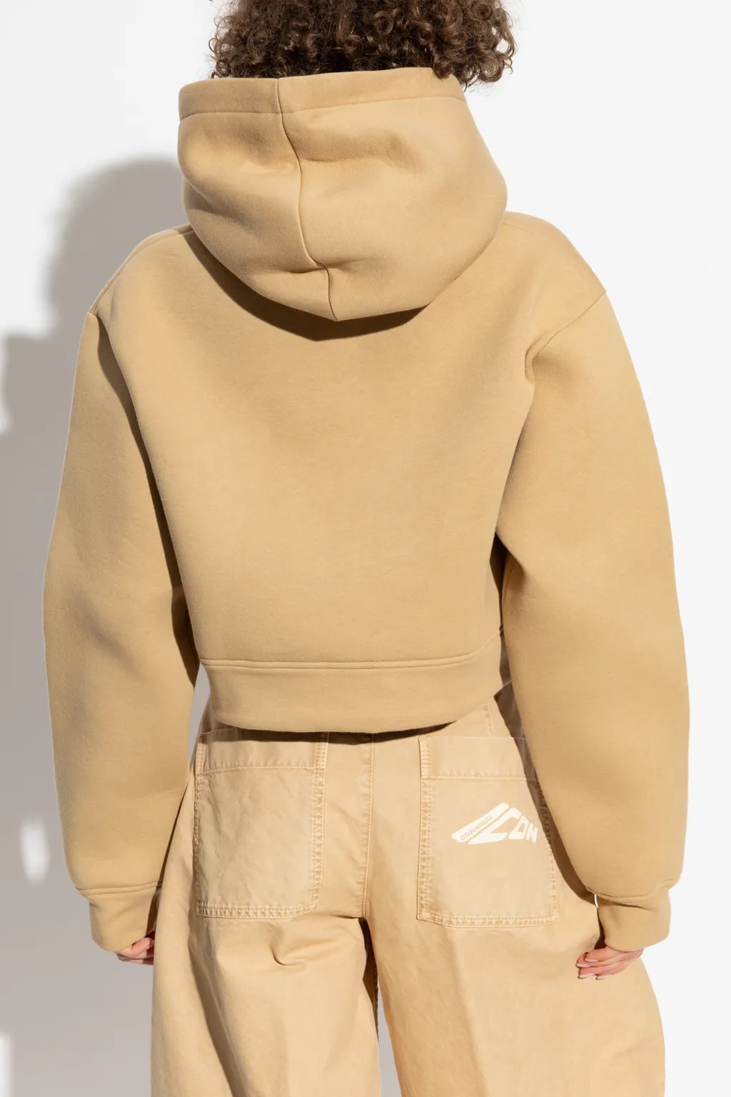 Logo Embossed Cropped Hoodie