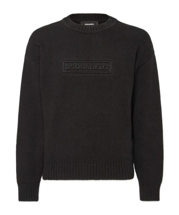 Logo Intarsia Knit Crewneck Pullover