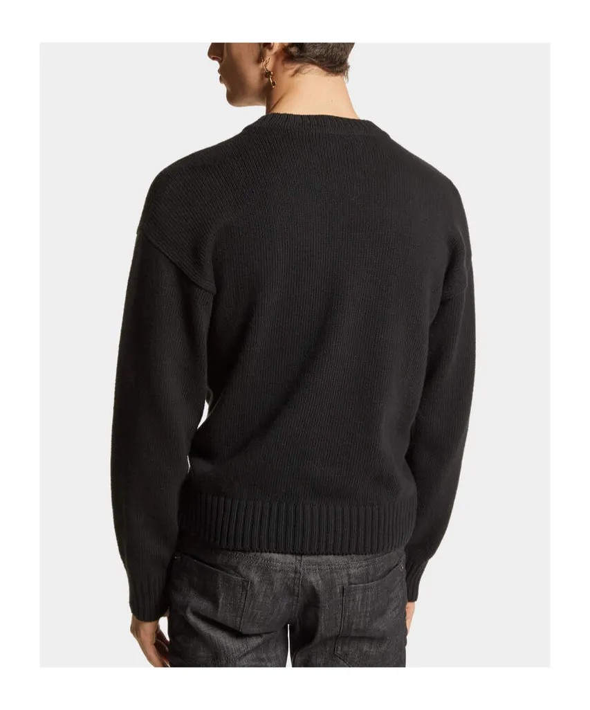 Logo Intarsia Knit Crewneck Pullover