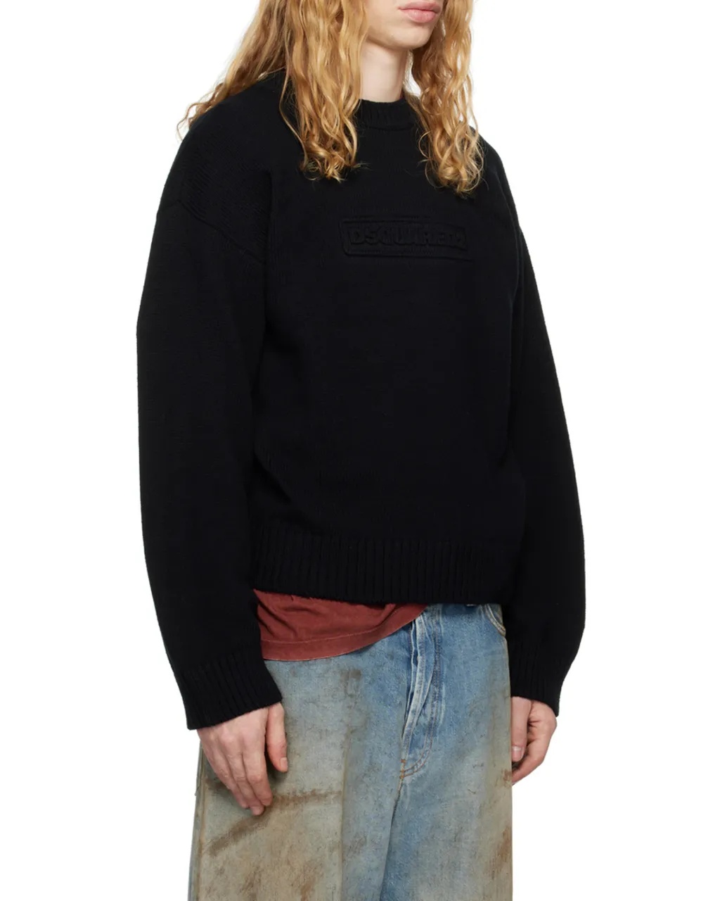 Logo Intarsia Knit Crewneck Pullover